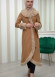 Luxury women's winter coat with belt, sleeves and fur collar 1337 taba