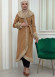 Luxury women's winter coat with belt, sleeves and fur collar 1337 taba