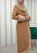 Luxury women's winter coat with belt, sleeves and fur collar 1337 taba