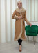 Luxury women's winter coat with belt, sleeves and fur collar 1337 taba