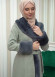 Luxury women's winter coat with belt, sleeves and fur collar 1337 Gri