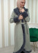 Luxury women's winter coat with belt, sleeves and fur collar 1337 Gri