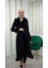 Luxury womens winter coat with belt, sleeves and fur collar 1337 - black