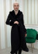 Luxury women's winter coat with belt, sleeves and fur collar 1337 Siyah