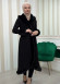 Luxury women's winter coat with belt, sleeves and fur collar 1337 Siyah