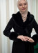 Luxury women's winter coat with belt, sleeves and fur collar 1337 Siyah