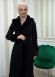 Luxury women's winter coat with belt, sleeves and fur collar 1337 Siyah