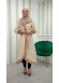 Luxury womens winter coat with belt, sleeves and fur collar 1337 - beige