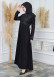 Modamix women Hoodied Abaya of Rose Rise fabric 570 Siyah