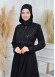 Modamix women Hoodied Abaya of Rose Rise fabric 570 Siyah