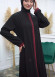 Modamix Modern women's abaya with zipper and embroidery 577 Kırmızı