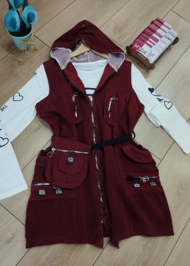 Georgous women's cotton fabric tunic 1521 Bordo