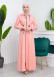 مانطو نسائي كتان للمحجبات مع طاقية 1125 Pembe
