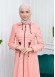 مانطو نسائي كتان للمحجبات مع طاقية 1125 Pembe