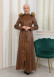 ZIPPERED FRONT HOODED LEATHER HIJAB COAT 1338 - tan