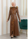 ZIPPERED FRONT HOODED LEATHER HIJAB COAT 1338 taba