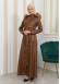 ZIPPERED FRONT HOODED LEATHER HIJAB COAT 1338 taba