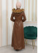 ZIPPERED FRONT HOODED LEATHER HIJAB COAT 1338 taba