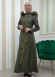 ZIPPERED FRONT HOODED LEATHER HIJAB COAT 1338 Haki