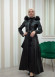 ZIPPERED FRONT HOODED LEATHER HIJAB COAT 1338 Siyah