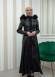ZIPPERED FRONT HOODED LEATHER HIJAB COAT 1338 Siyah