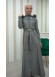 ZIPPERED FRONT HOODED LEATHER HIJAB COAT 1338 - gray