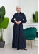 Hooded-Belted Hijab Topcoat 1206 with front zipper Lacivert