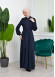 Hooded-Belted Hijab Topcoat 1206 with front zipper Lacivert
