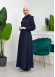 Hooded-Belted Hijab Topcoat 1206 with front zipper Lacivert