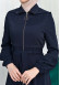 Hooded-Belted Hijab Topcoat 1206 with front zipper Lacivert