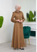 Hooded-Belted Hijab Topcoat  with front zipper 1206 açık kahve