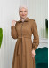 Hooded-Belted Hijab Topcoat  with front zipper 1206 açık kahve