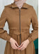 Hooded-Belted Hijab Topcoat  with front zipper 1206 açık kahve