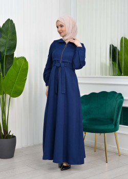 مانطو حجاب برادا مع حزام 1206 - كحلي