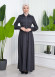 Hooded-Belted Hijab Topcoat  with front zipper 1206 koyu gri