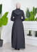 Hooded-Belted Hijab Topcoat  with front zipper 1206 koyu gri