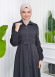 Hooded-Belted Hijab Topcoat  with front zipper 1206 koyu gri