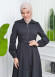 Hooded-Belted Hijab Topcoat  with front zipper 1206 koyu gri