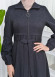 Hooded-Belted Hijab Topcoat  with front zipper 1206 koyu gri