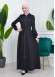 Hooded-Belted Hijab Topcoat  with front zipper 1206 Siyah