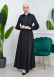 Hooded-Belted Hijab Topcoat  with front zipper 1206 Siyah