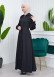 Hooded-Belted Hijab Topcoat  with front zipper 1206 Siyah