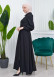 Hooded-Belted Hijab Topcoat  with front zipper 1206 Siyah