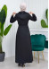 Hooded-Belted Hijab Topcoat  with front zipper 1206 Siyah