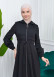Hooded-Belted Hijab Topcoat  with front zipper 1206 Siyah