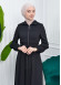 Hooded-Belted Hijab Topcoat  with front zipper 1206 Siyah
