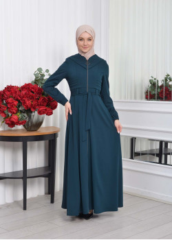 مانطو حجاب برادا ياقة ملكية مع حزام 1204 - زيتي