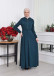 Hooded-Belted Hijab Topcoat 1204 with front zipper - khaki