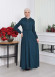 Hooded-Belted Hijab Topcoat 1204 with front zipper Haki