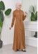 Hooded-Belted Hijab Topcoat 1204 with front zipper taba
